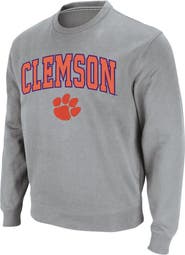 COLOSSEUM Men's Colosseum Heathered Gray Clemson Tigers Arch & Logo Crew Neck Sweatshirt