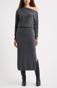 Nordstrom Off-Shoulder Wool & Cashmere Blend Dress