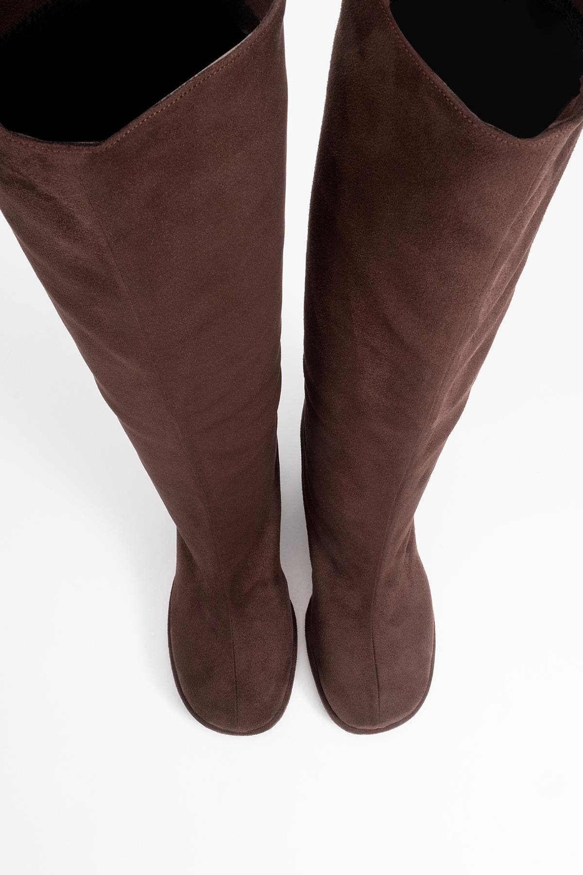 Josette Block Heel Knee High Boot, Alternate, color, Brown Suede Faux Leather