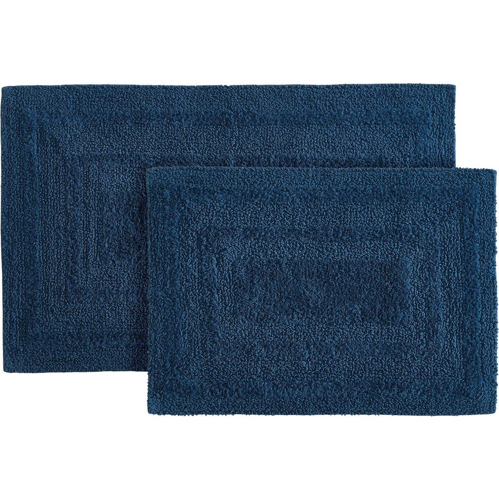 Eddie Bauer Logan Reversible Bath Mat Set In Dark Blue