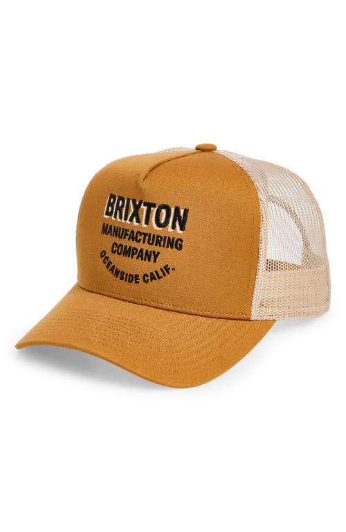 Brixton Redoubt Netplus® Trucker Hat In Washed Copper/sand