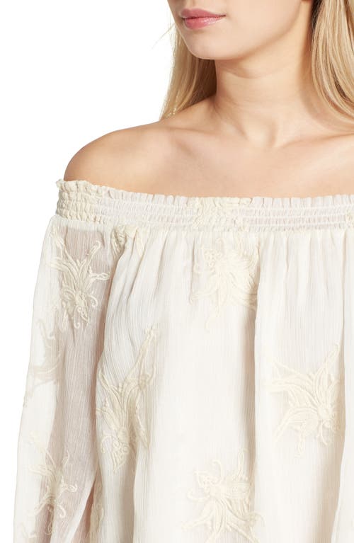 Astr The Label Matilda Embroidered Off The Shoulder Top In Animal Print