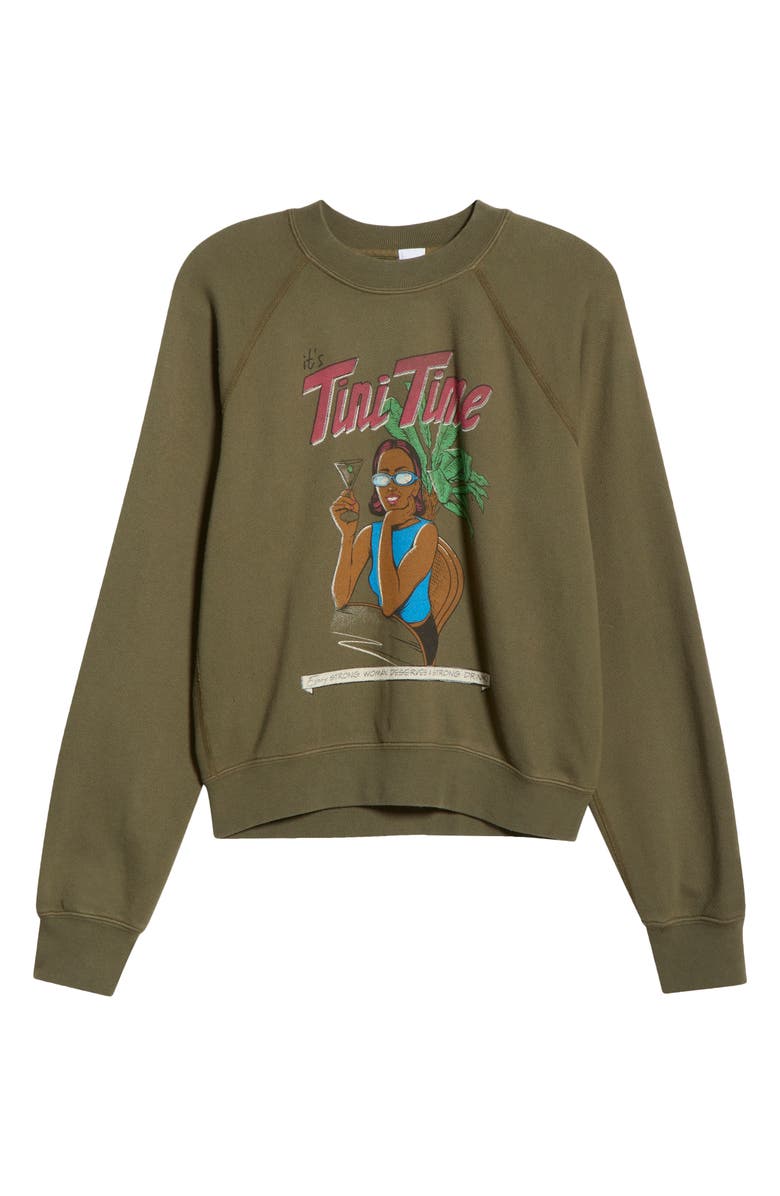 Re/Done Classic Tini Time Crewneck Sweatshirt, Main, color, Fatigue