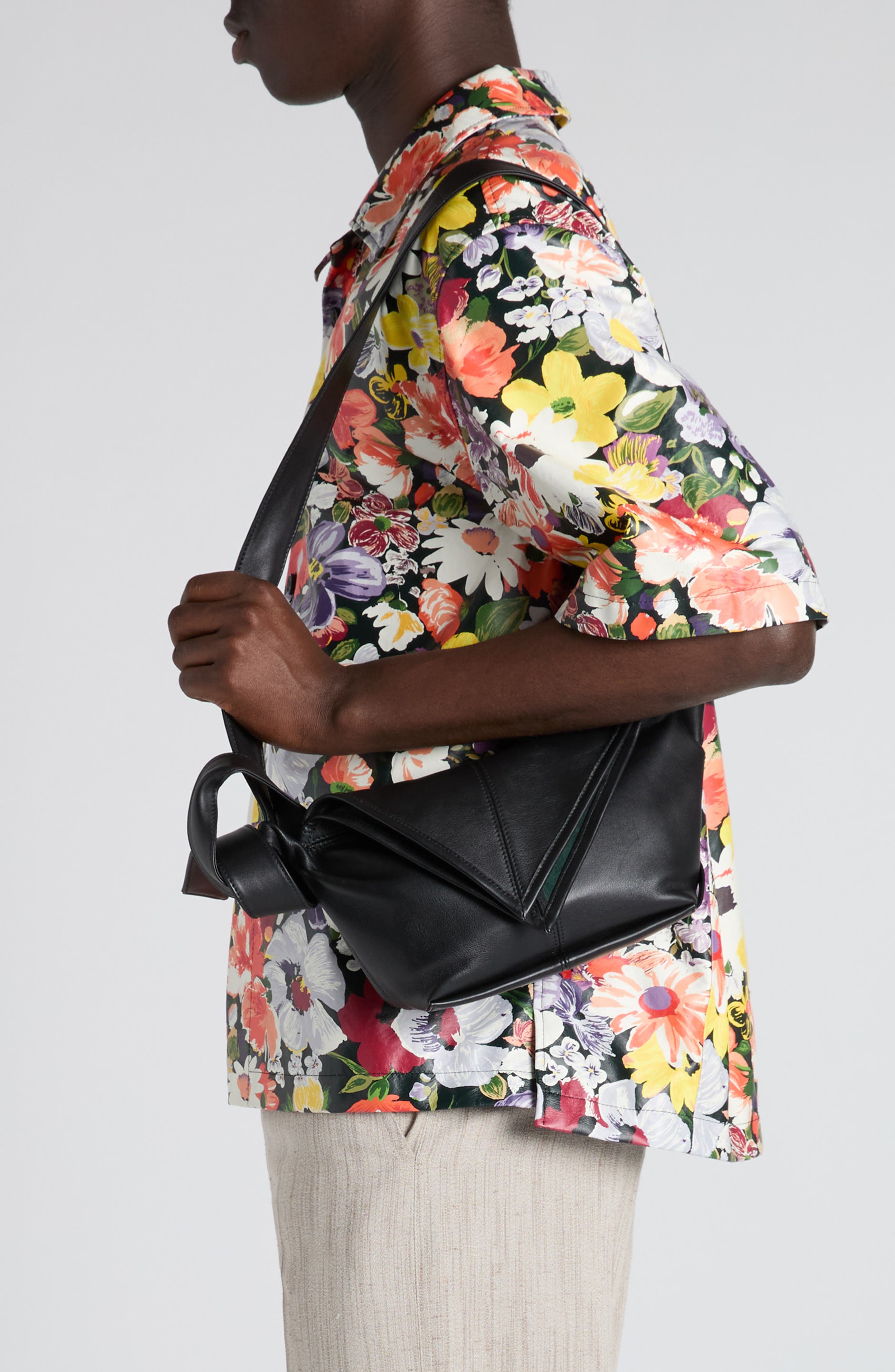 Bottega Veneta Baby Sawyer Leather Hobo Bag, Alternate, color, 8803 Black-Silver