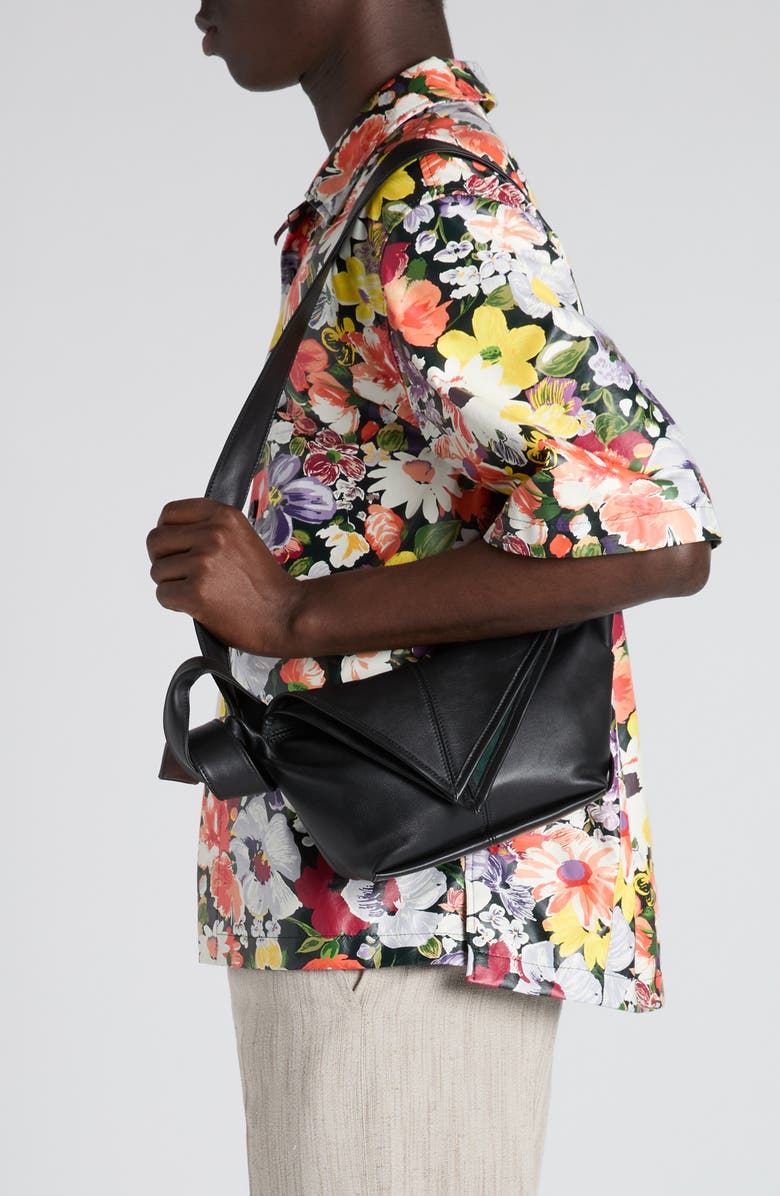 Bottega Veneta Baby Sawyer Leather Hobo Bag, Alternate, color, 8803 Black-Silver