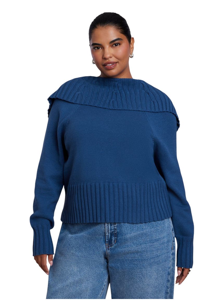 Plunging Back Sweater (plus), Main, color, SET SAIL