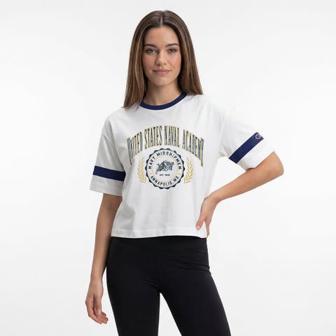 Women's Champion White Navy Midshipmen Retro Oversized T-Shirt