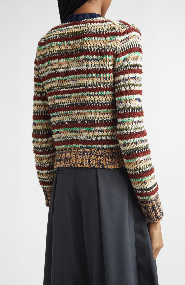 Sacai Mixed Yarn Cotton Blend Cardigan, Alternate, color, Beige Multi