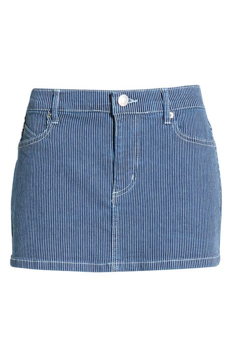 Pinstripe Denim Miniskirt