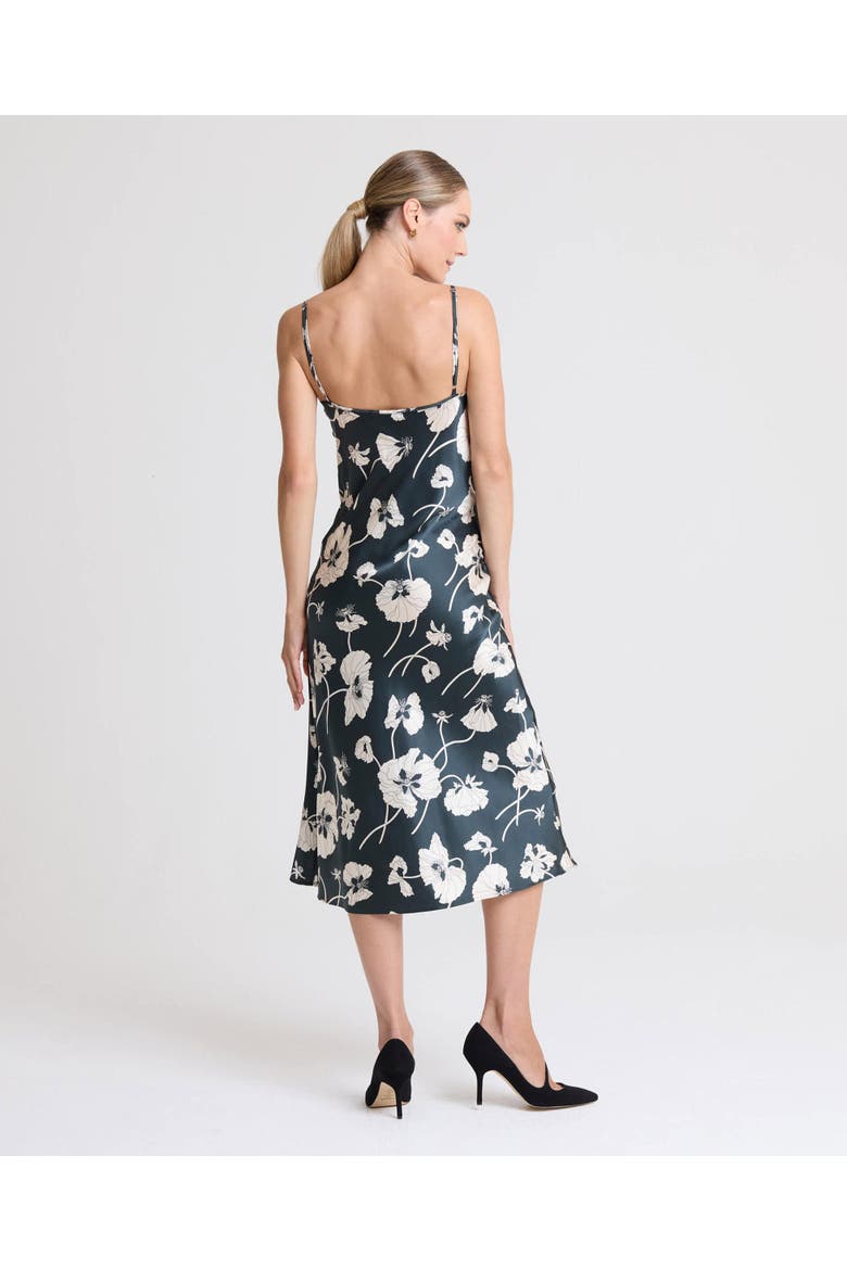 Poppy Liberty Satin Silk Slip Skirt, Alternate, color, Forest Green/Cream