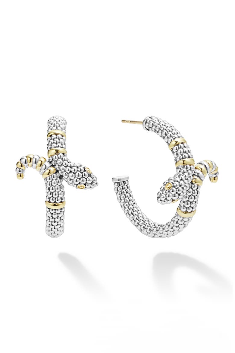 Rare Wonders - Serpent Hoop Earrings, Alternate, color, SILVER