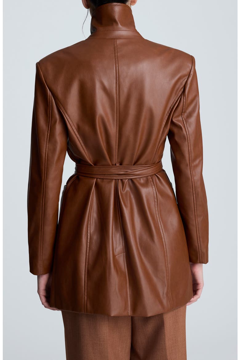 Faux Leather Trench Coat, Alternate, color, DARK UMBER