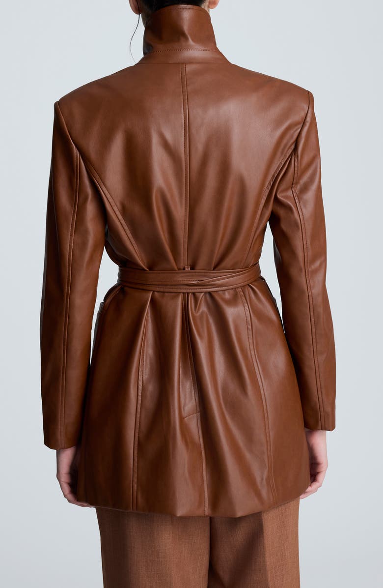 Kenneth Cole Faux Leather Trench Coat, Alternate, color, Dark Umber