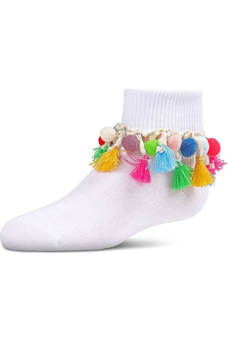Pom-Pom-Palooza Ankle Socks, Main, color, White