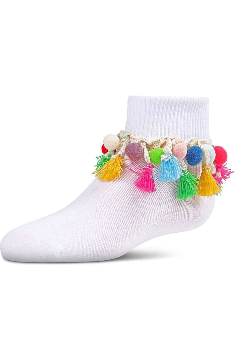 MeMoi Pom-Pom-Palooza Ankle Socks, Main, color, White