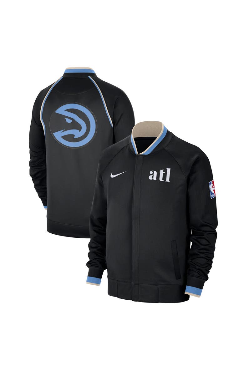 Men's Nike Black Atlanta Hawks 2023/24 City Edition Authentic Showtime Performance Raglan Full-Zip Jacket, Main, color, Black