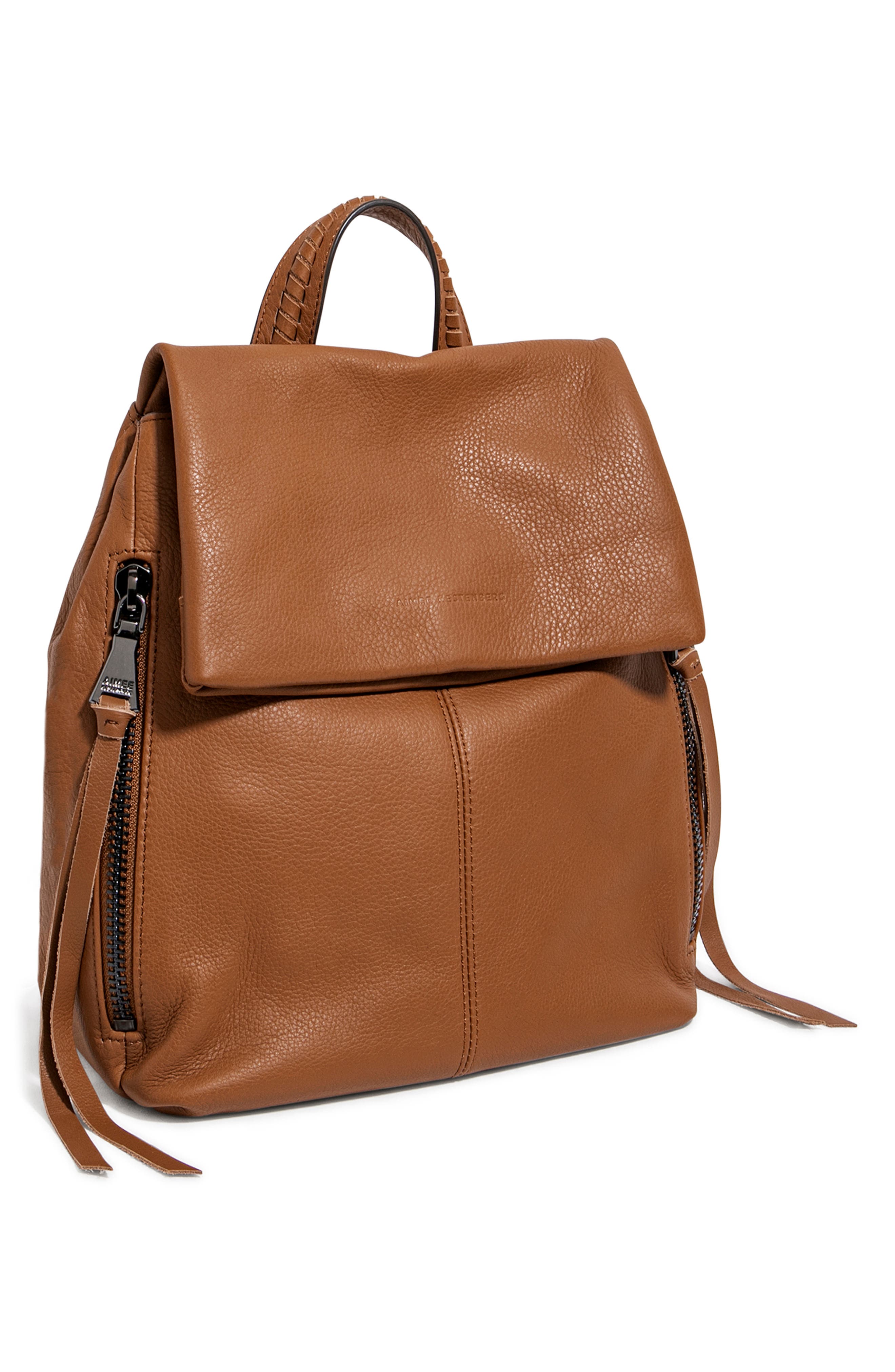 AIMEE Bali Leather Backpack, Alternate, color, Chestnut W Gunmetal