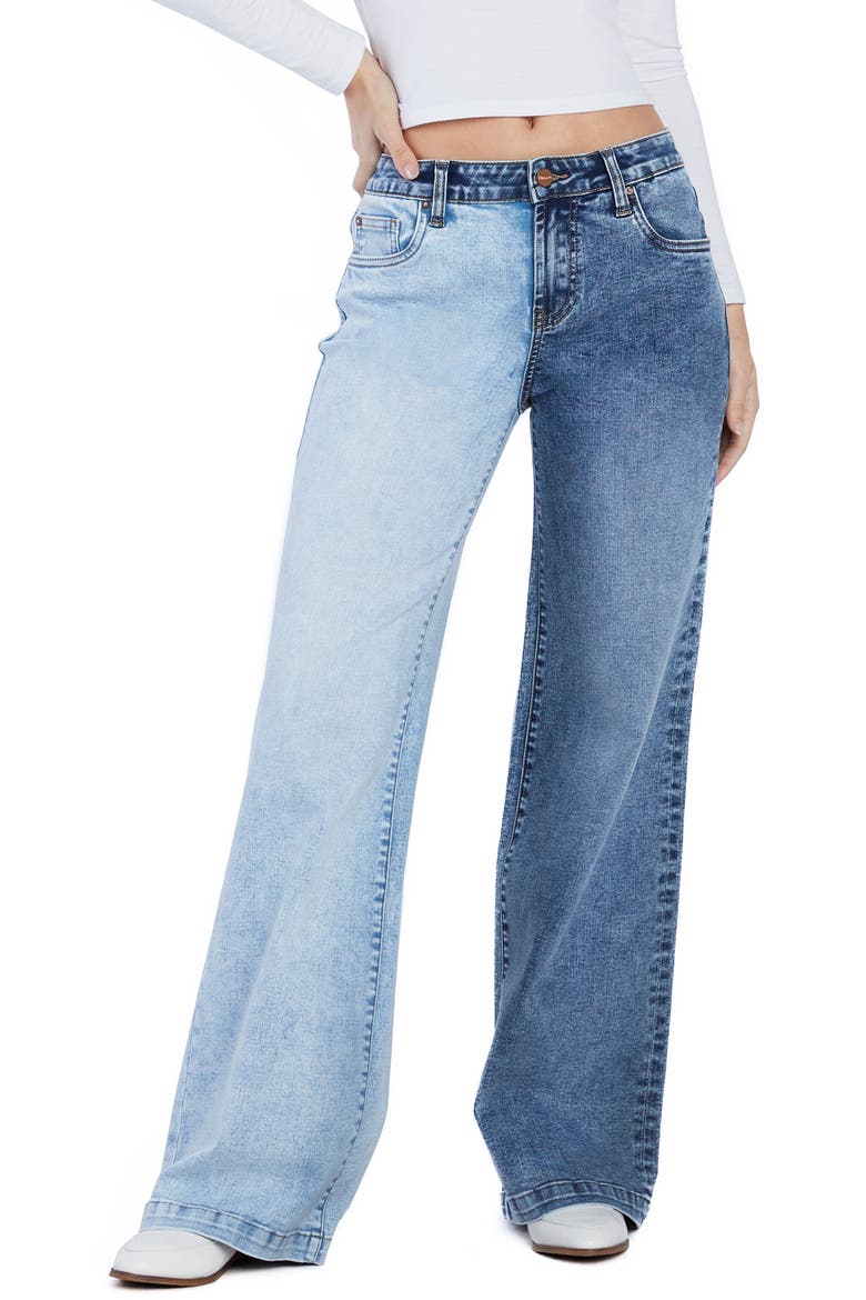 Two-Tone Mighty Wide Leg Jeans, Main, color, FREE SPIRIT BLUE