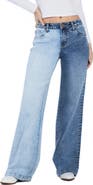 HINT OF BLU Two-Tone Mighty Wide Leg Jeans