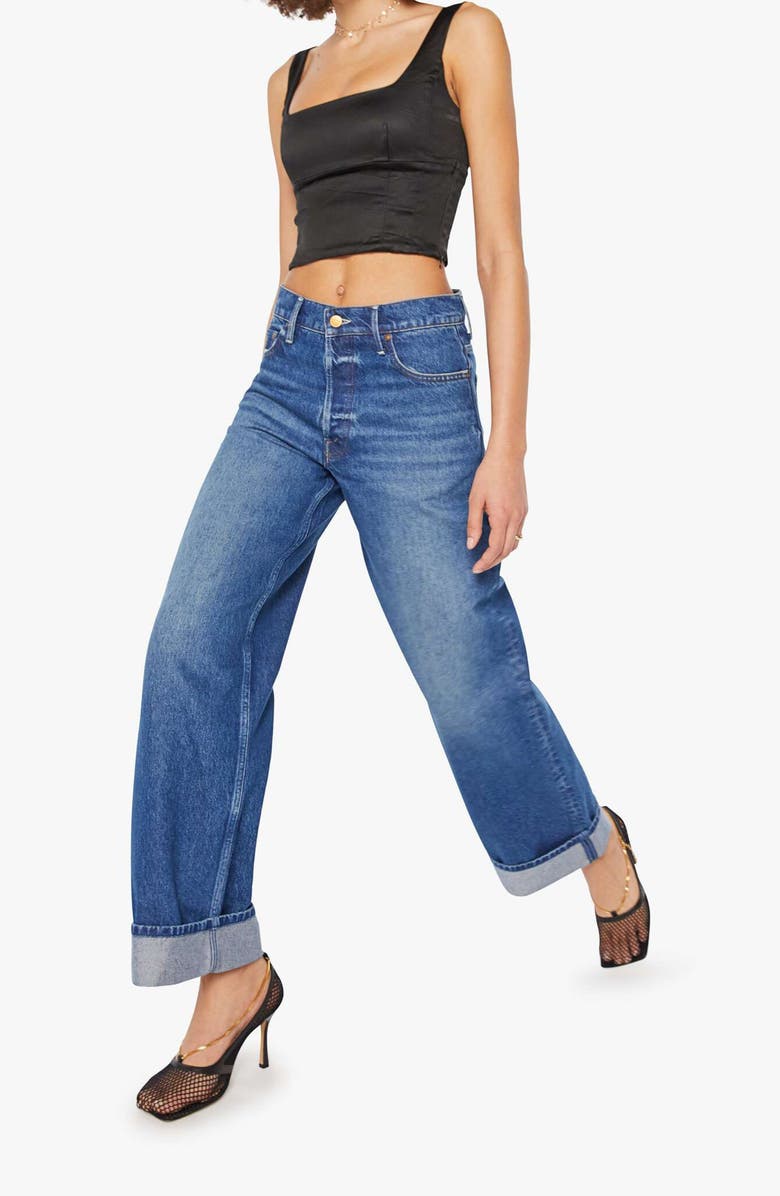 MOTHER The Smoothie Skimp Cuffed Wide Leg Jeans, Alternate, color, Hot Stuff