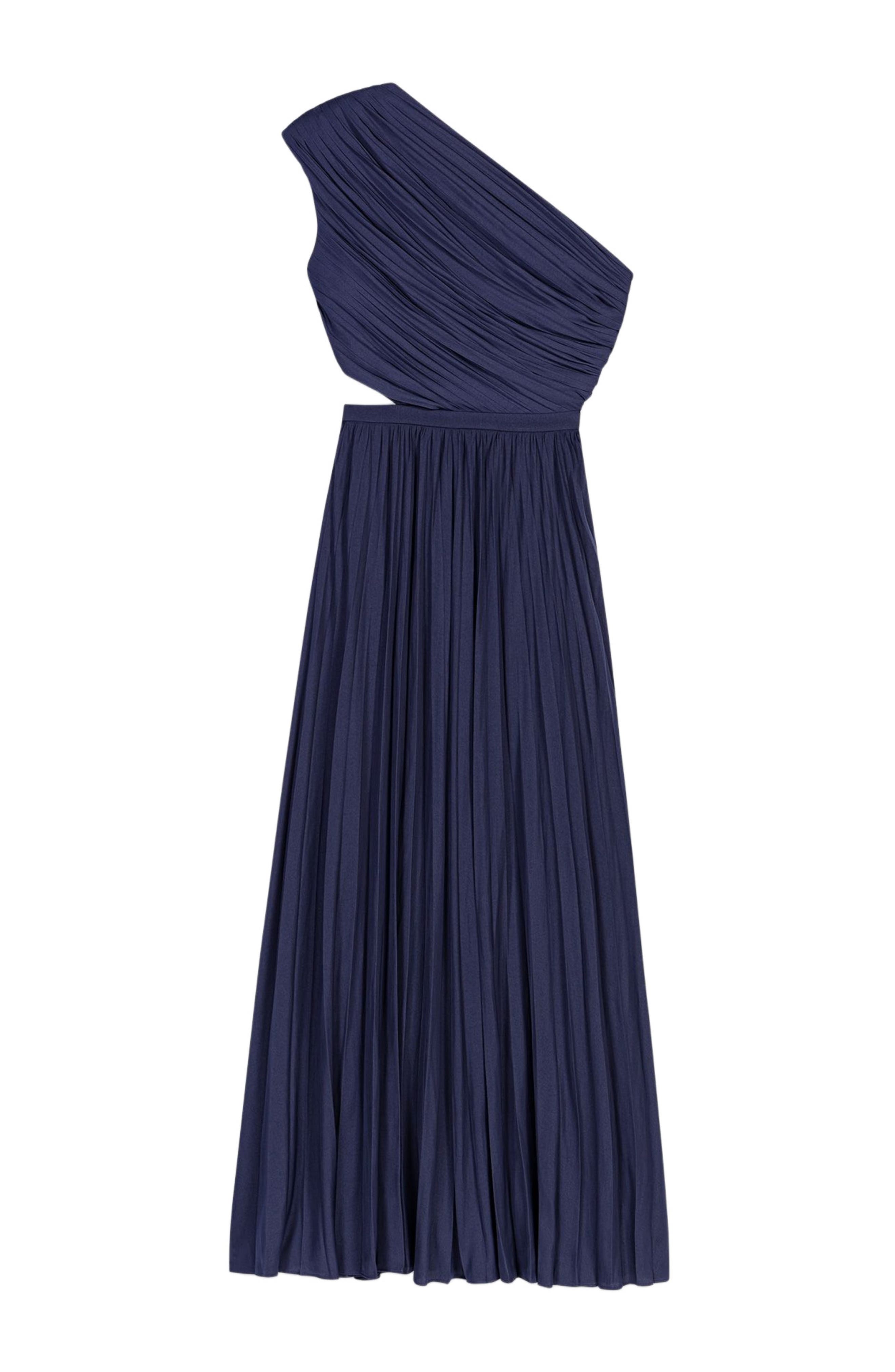 women's asymmetrical pleated dress Asymmetrical pleated maxi dress Blue For Women