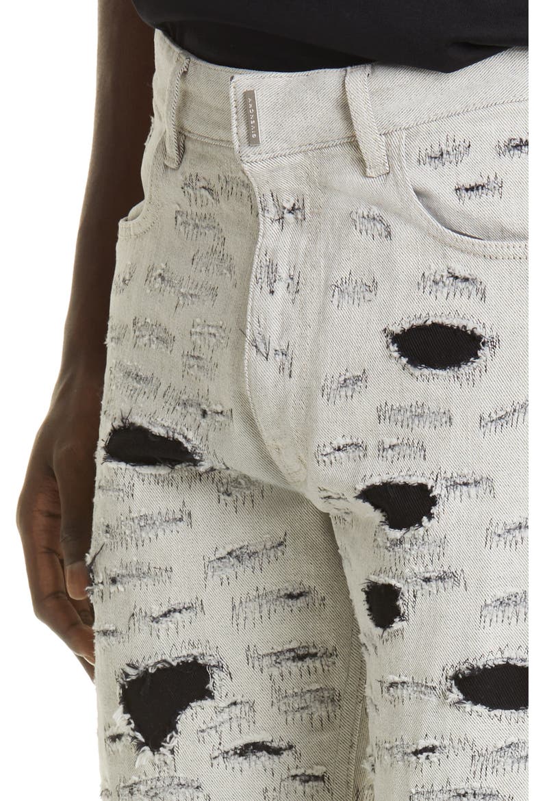 Disney x Givenchy '101 Dalmatians' Destroyed Slim Fit Jeans, Alternate, color, WHITE/ BLACK