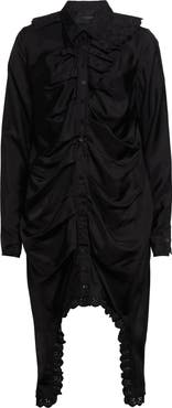 Meruert Tolegen Pleated Long Sleeve Satin Shirtdress