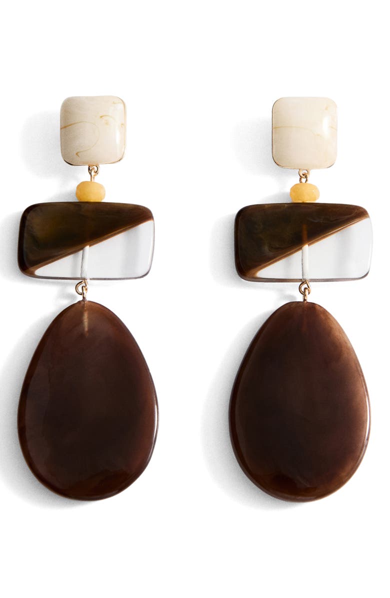 MANGO Mixed Pendant Drop Earrings, Main, color, Brown