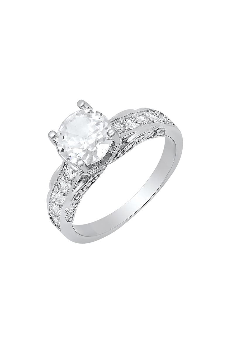 Round Cubic Zirconia Ring, Alternate, color, SILVER
