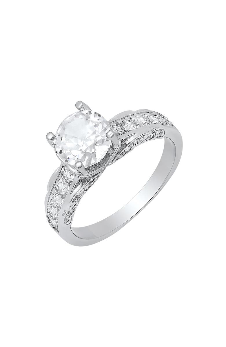HMY JEWELRY Round Cubic Zirconia Ring, Alternate, color, Silver
