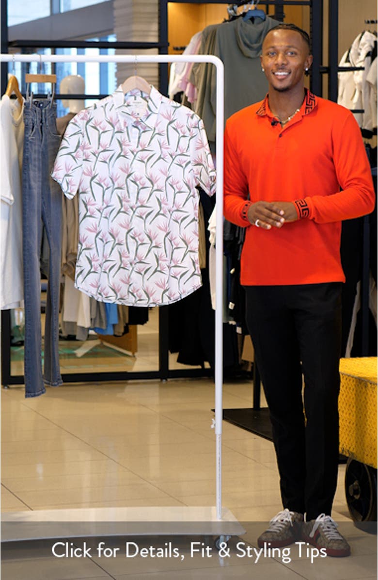 Riviera Slim Fit Point Collar Short Sleeve Stretch Cotton Button-Up Shirt, sales video thumbnail