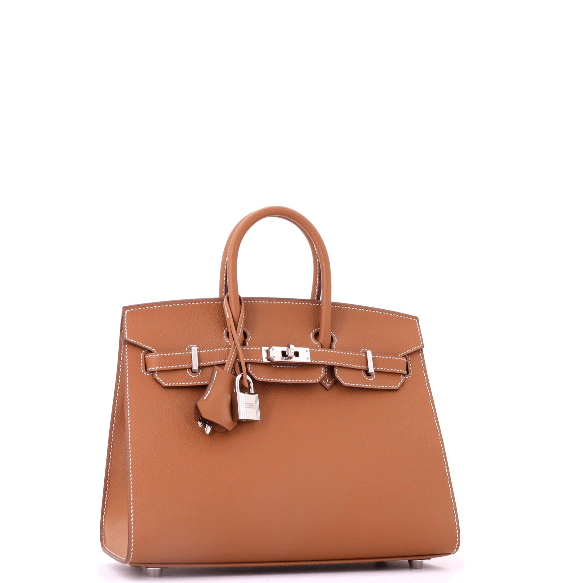 Birkin Sellier Bag Brown Epsom with Palladium Hardware 25, Alternate, color, Gold
