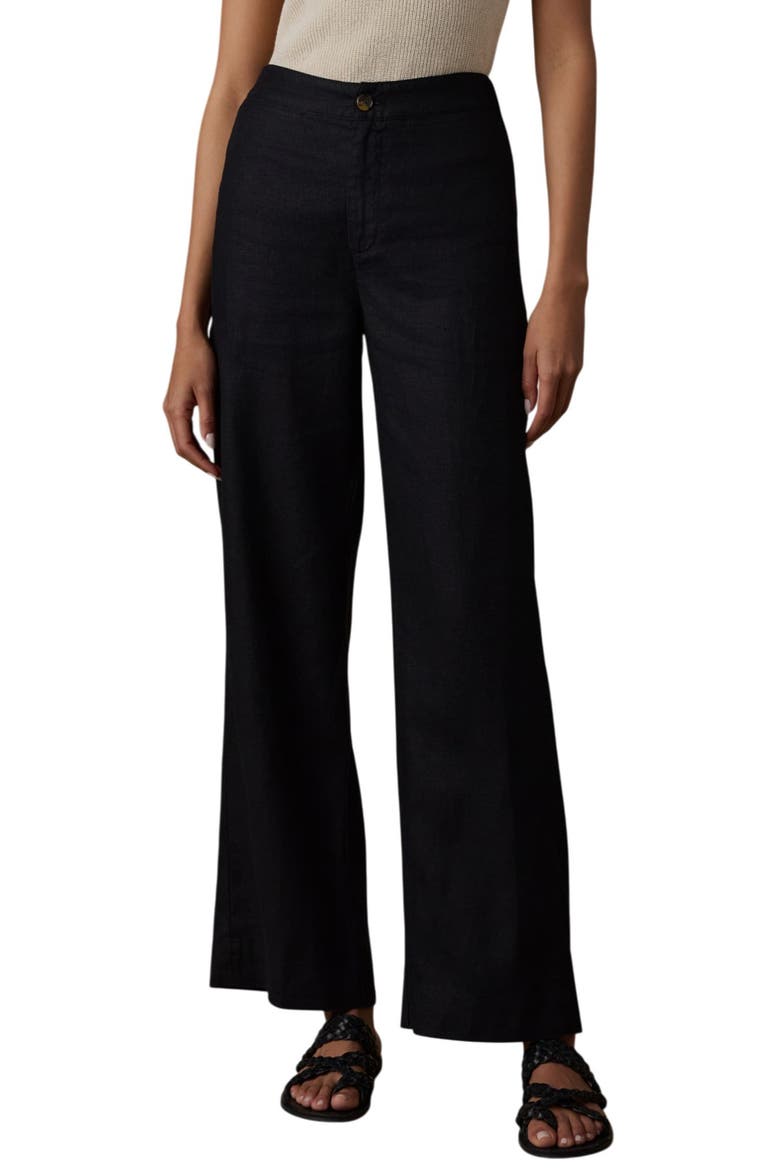 Sun Strider Wide Leg Linen Pants, Main, color, BLACK