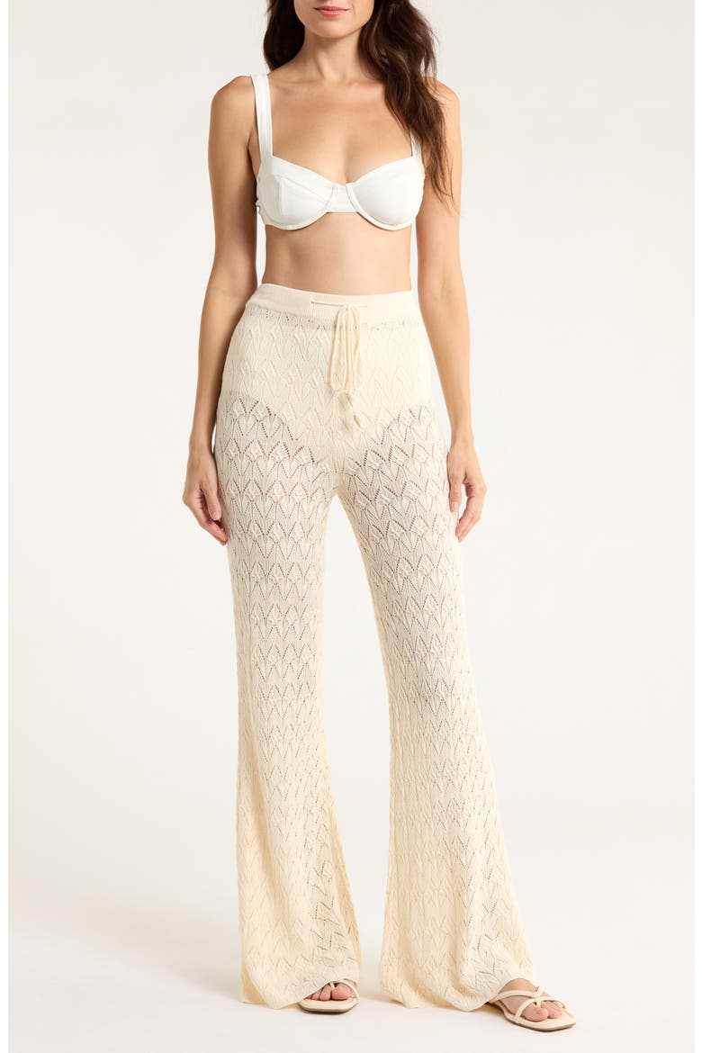 Pointelle Cover-Up Sweater Pants, Main, color, NATURAL