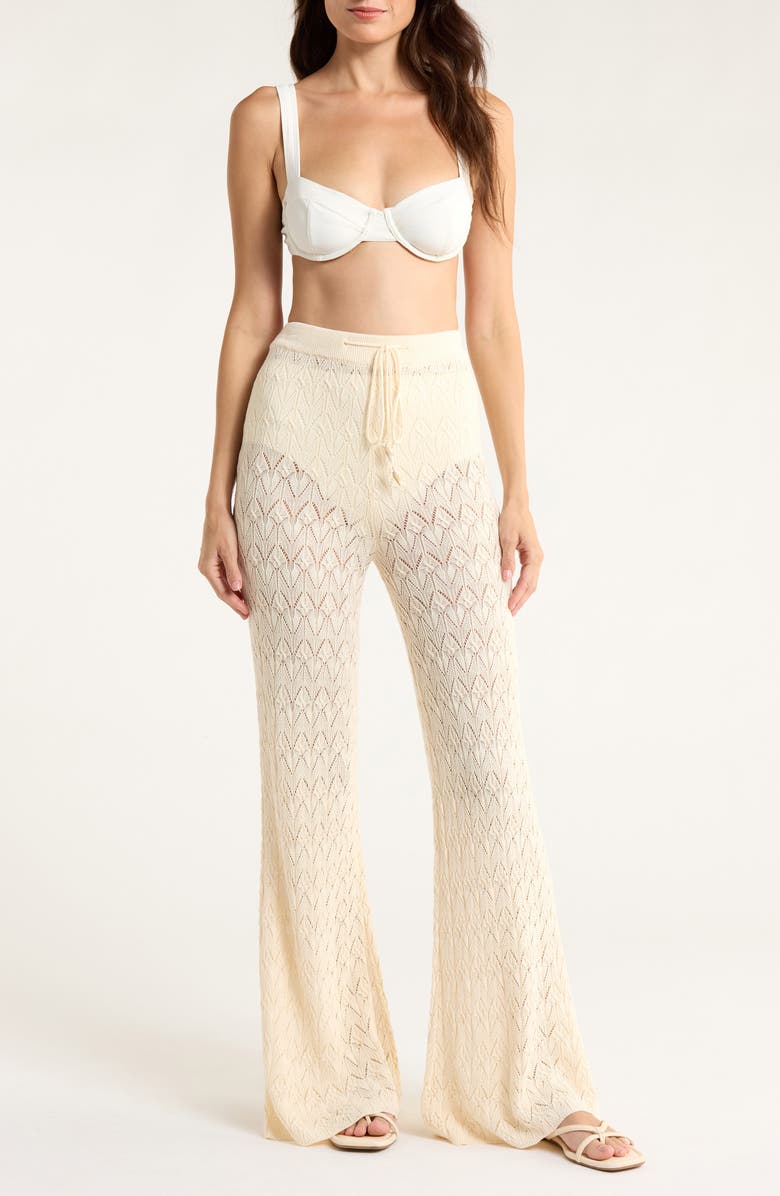 Elan Pointelle Cover-Up Sweater Pants, Main, color, Natural