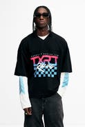 H&M Oversized Fit Printed Mesh T-shirt