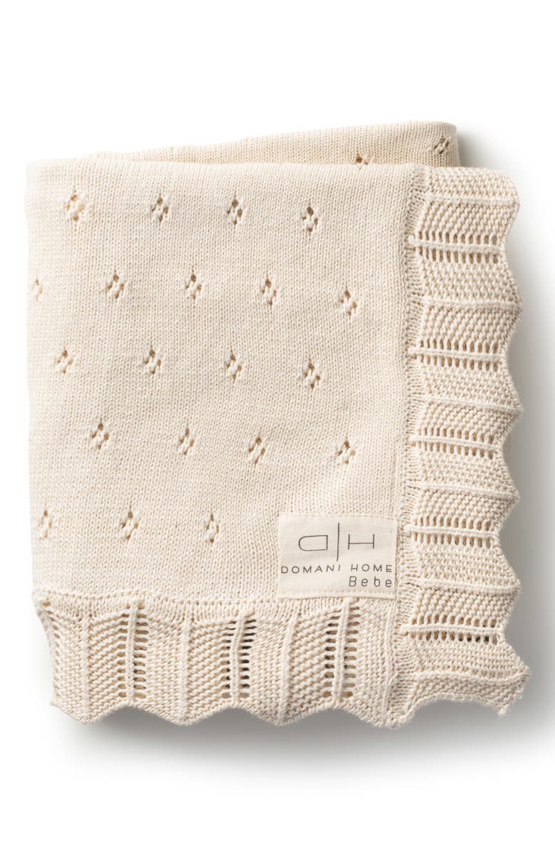 Domani Home Scallop Pointelle Baby Blanket, Main, color, Natural