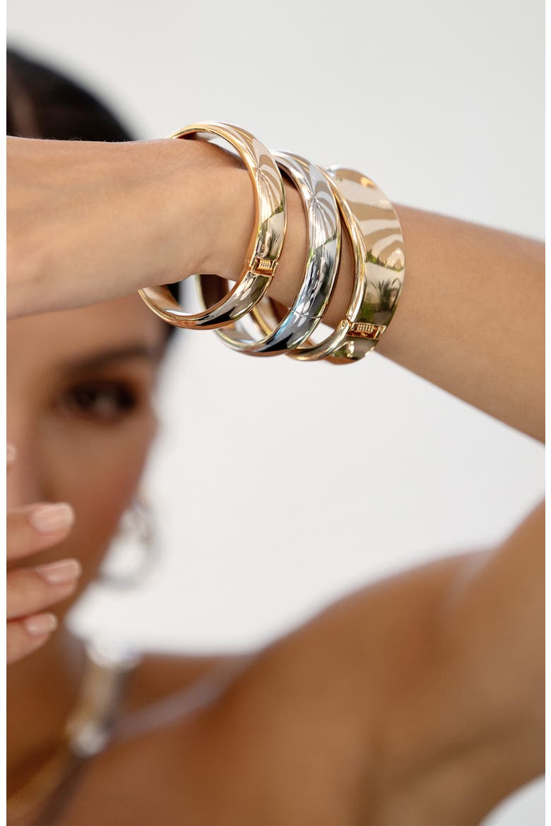 Set of 2 Bangle Bracelets, Alternate, color, GOLD