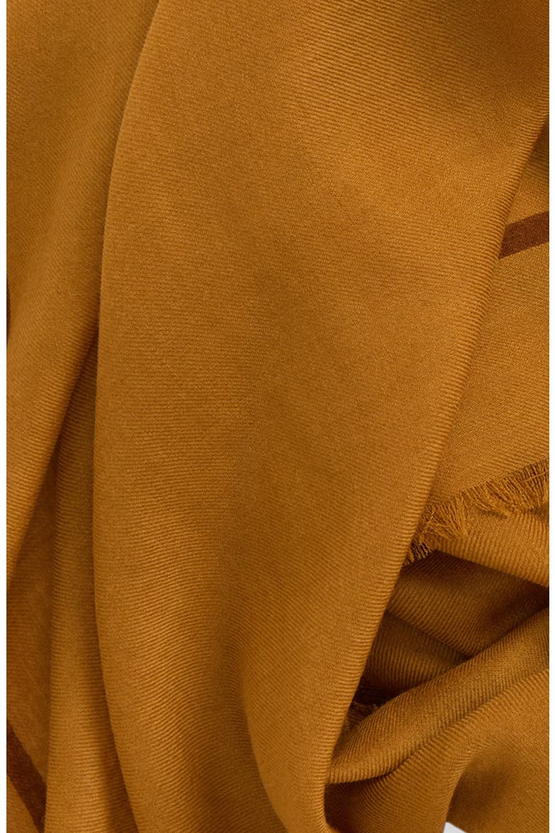 Grand Carre Cassandre Wool Scarf, Alternate, color, OCHRE/ DARK BROWN