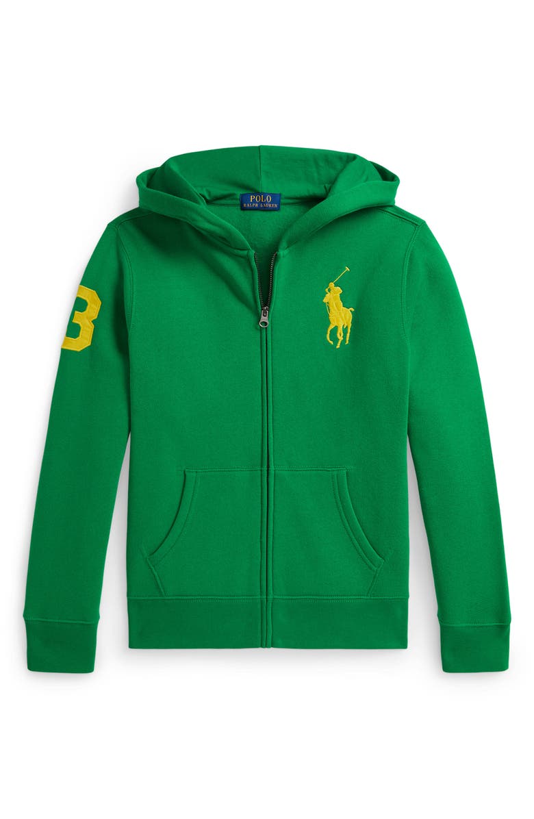 Polo Ralph Lauren Kids' Athletic Embroidered Fleece Zip-Up Hoodie, Main, color, Cruise Green