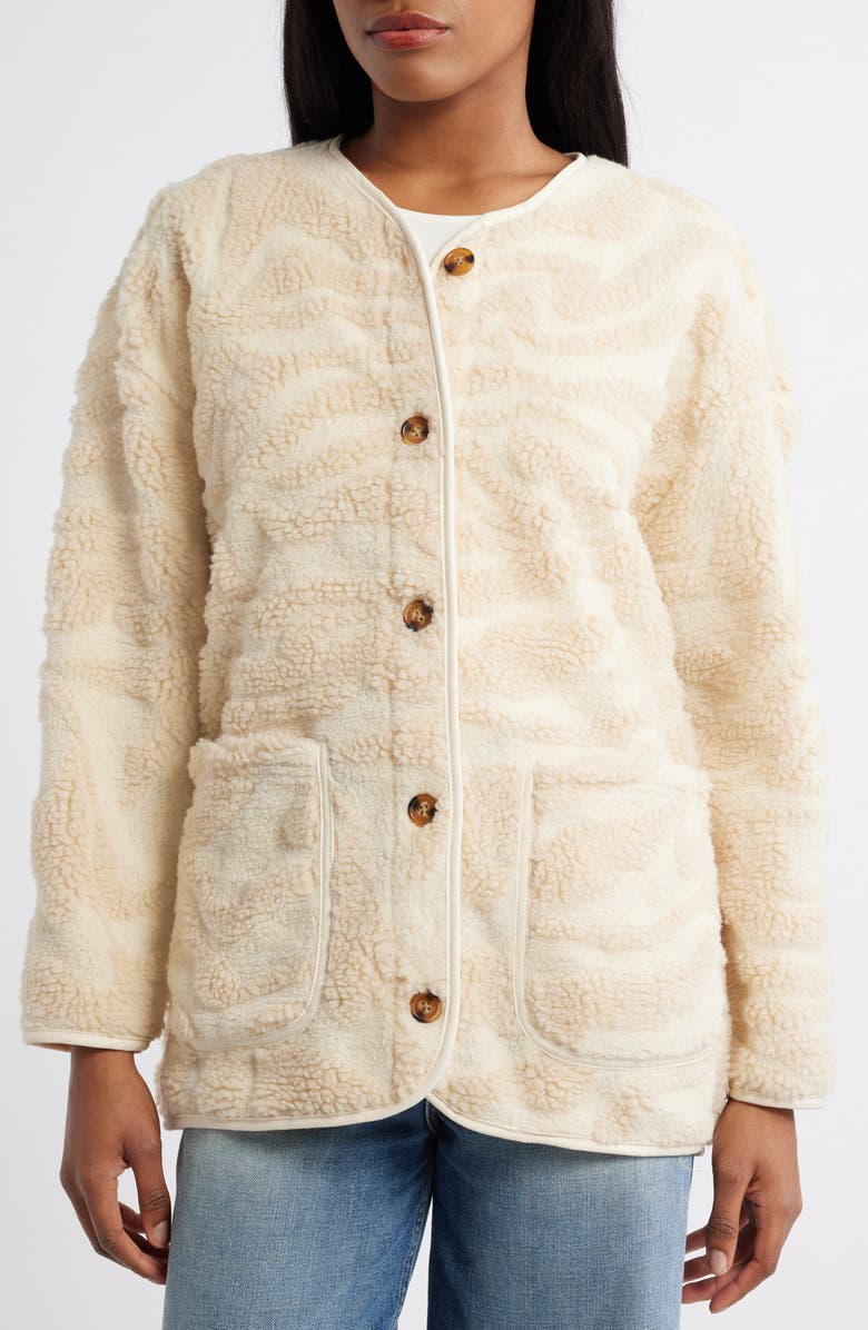 Billabong Fireside Cozy Fleece Jacket, Alternate, color, White Cap 1