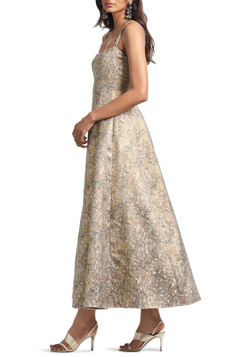 Sachin & Babi Audrey Metallic Floral Embroidery Gown, Alternate, color, 