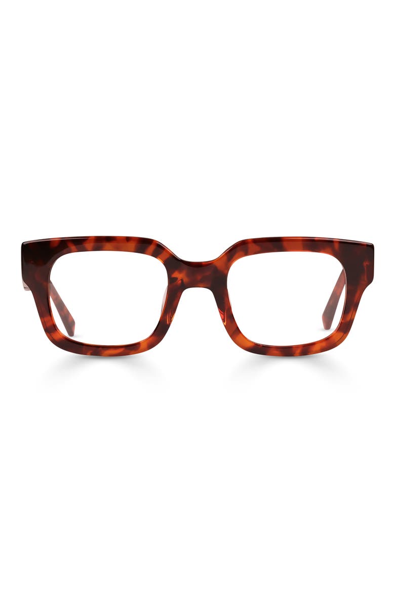 Square Off 47mm Small Square Reading Glasses, Main, color, RED ORANGE TORTOISE