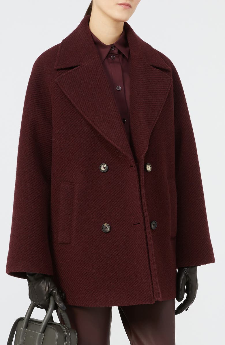 MM by Max Mara Obliqua Double Breasted Coat, Alternate, color, Bordeaux