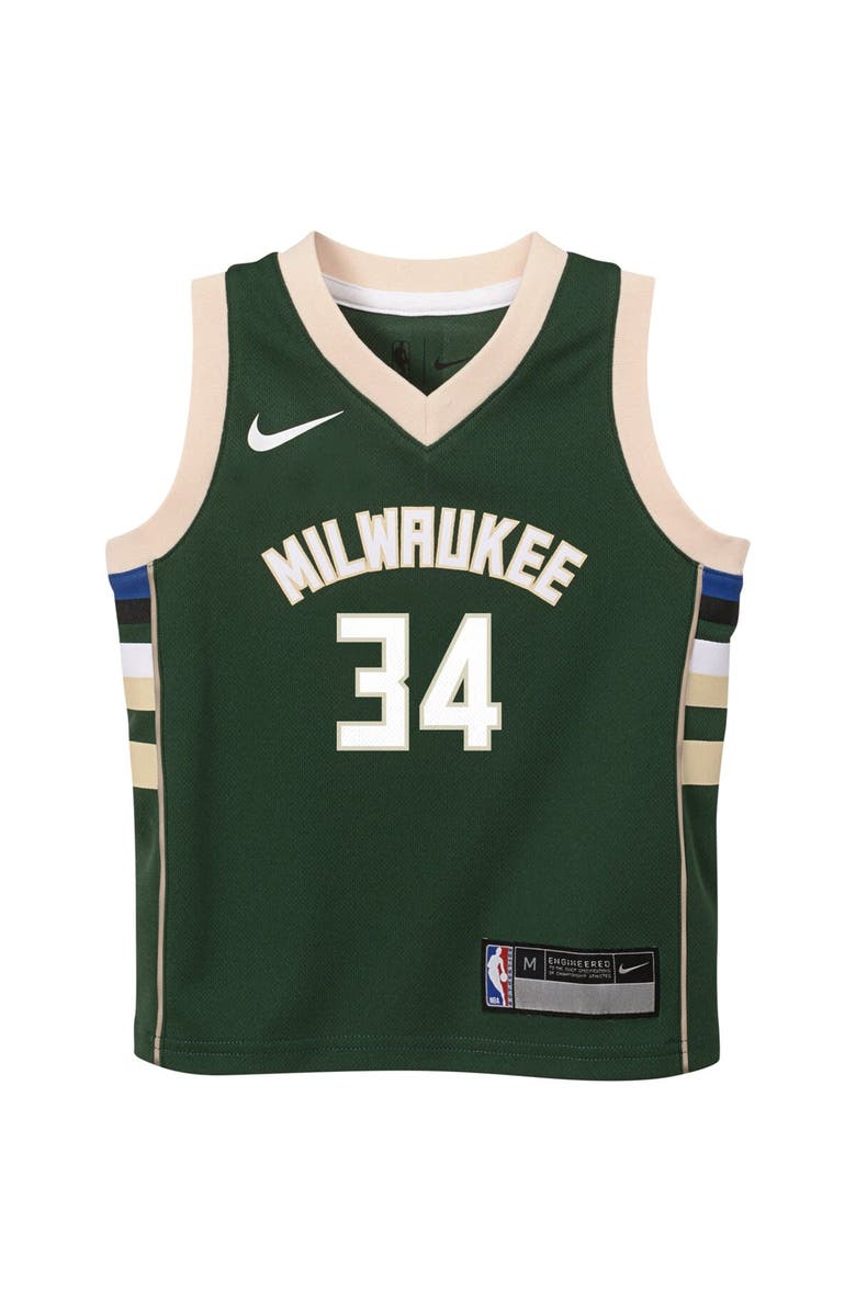 Nike Preschool Nike Giannis Antetokounmpo Hunter Green Milwaukee Bucks Swingman Player Jersey - Icon Edition, Alternate, color, Hunter Green