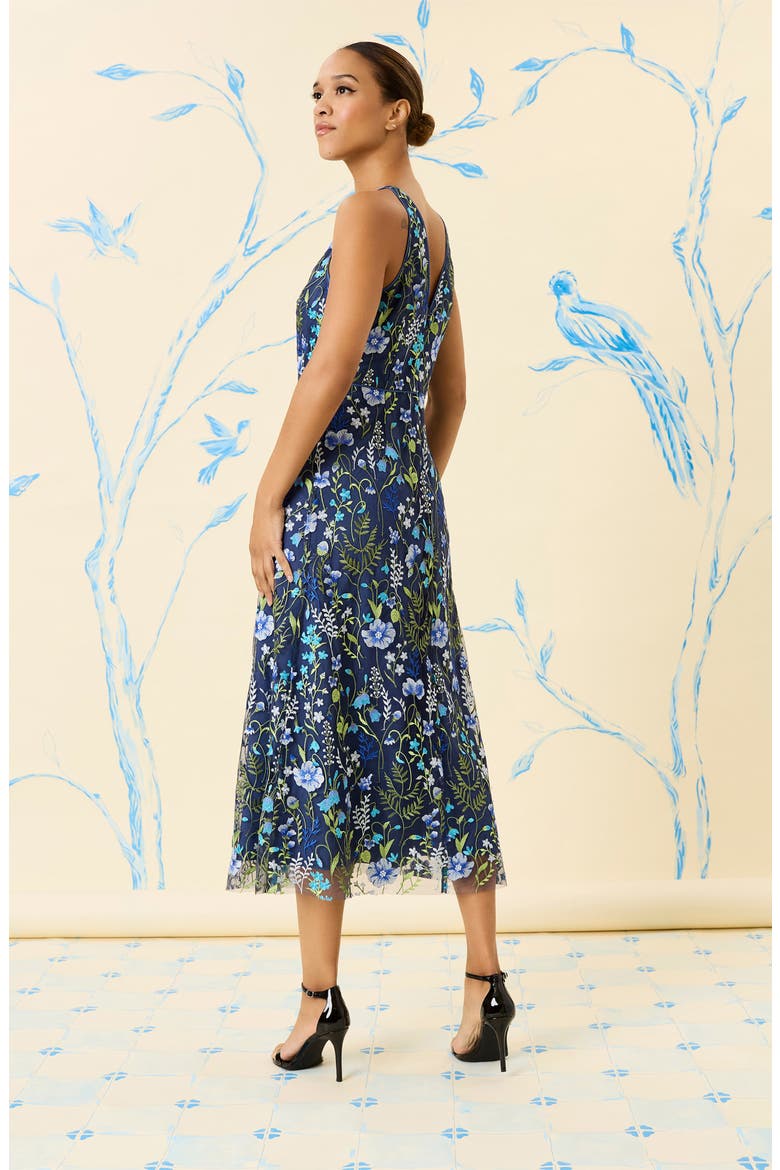 Embroidered Floral Halter Neck Dress, Alternate, color, BLUE/ GREEN