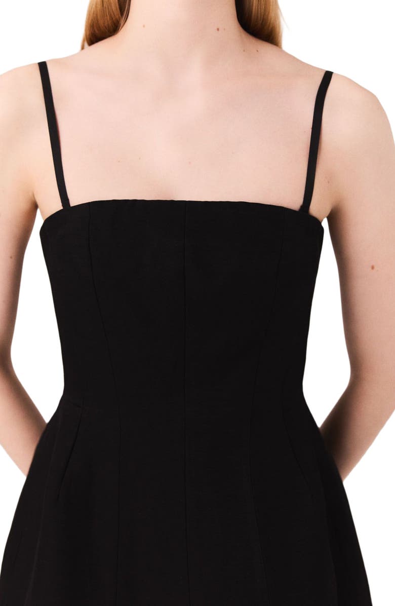 maje Mini strapless linen dress, Alternate, color, Black