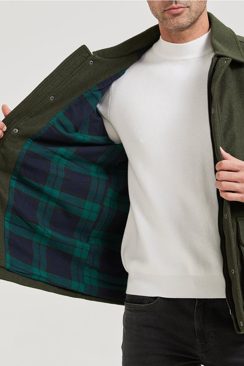 Flannel Lined Barn Coat, Alternate, color, Olive