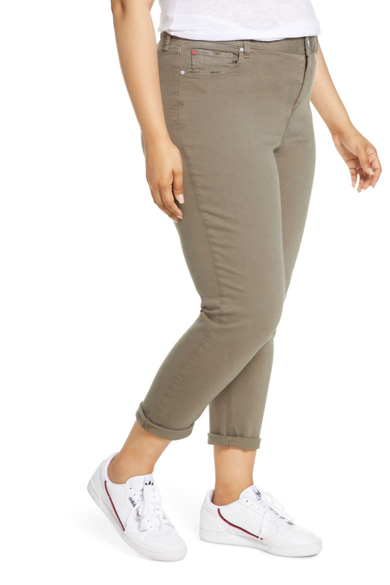 High Waist Distressed Ankle Boyfriend Jeans, Alternate, color, DARK OLIVE