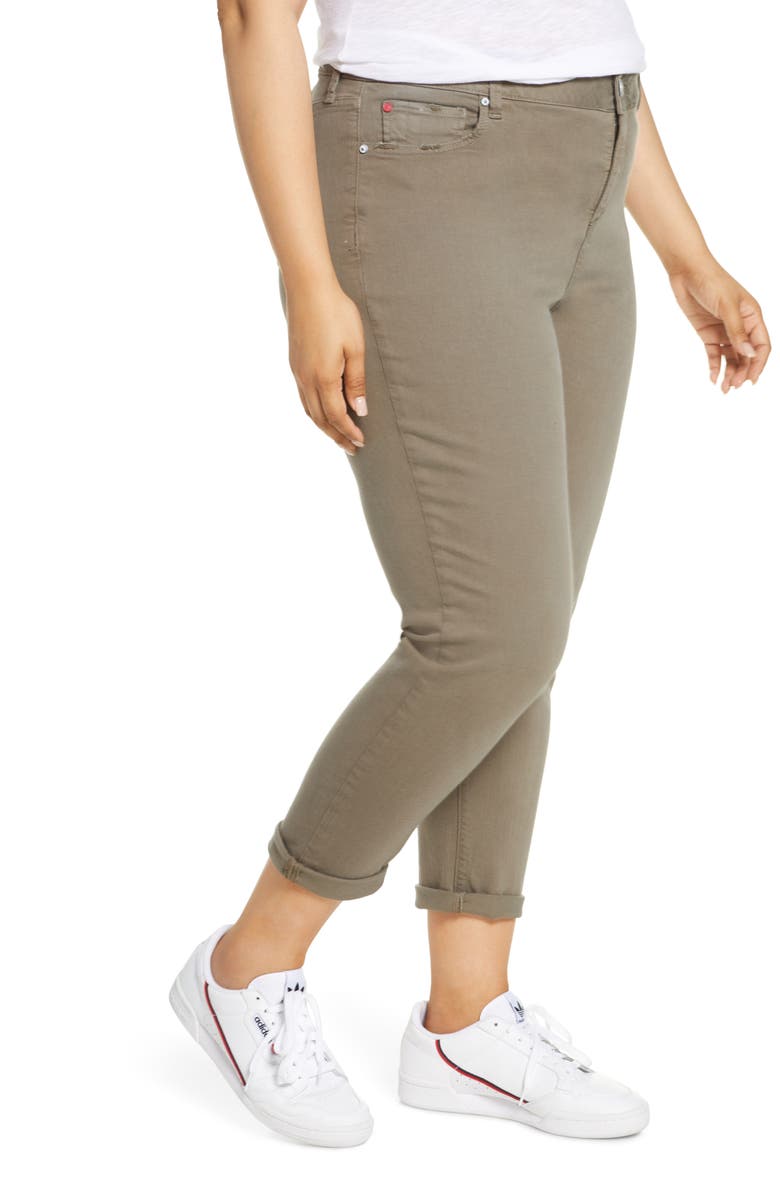 SLINK Jeans High Waist Distressed Ankle Boyfriend Jeans, Alternate, color, Dark Olive